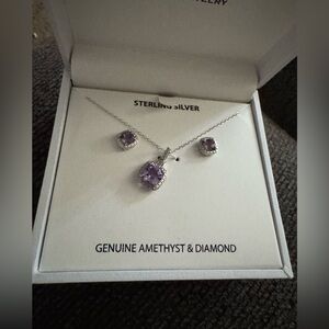 Sterling Silver Amethyst & Diamond Jewelry Set – Elegant & Timeless!
